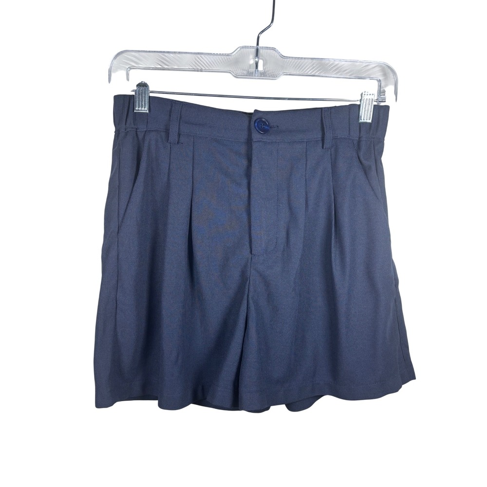 NWT European Summer Quiet Luxury Pleated Tailored Shorts M 6 Navy Minimalist - Picture 3 of 6